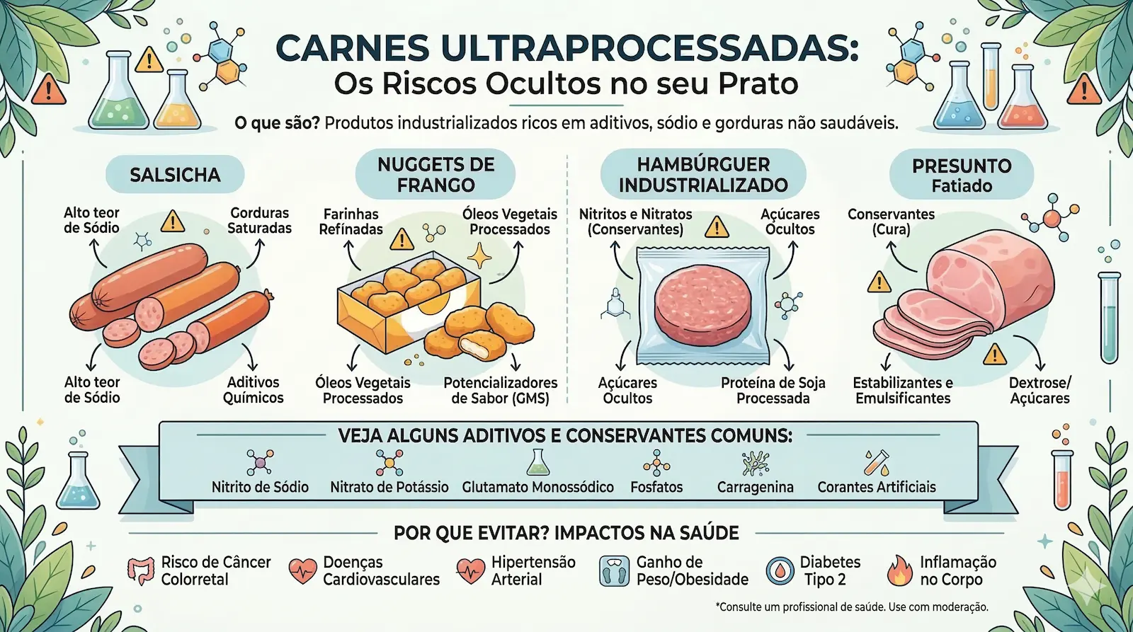 exemplos de carnes ultraprocessadas como salsicha nuggets e hambúrguer industrializado