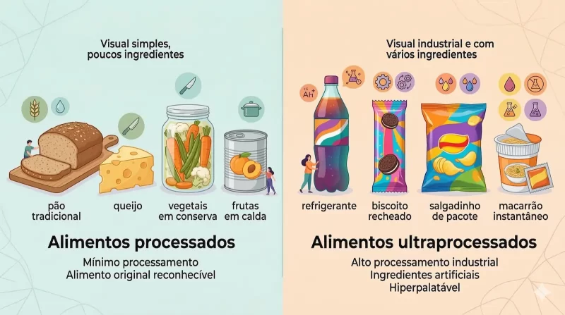 Diferença entre alimentos processados e ultraprocessados