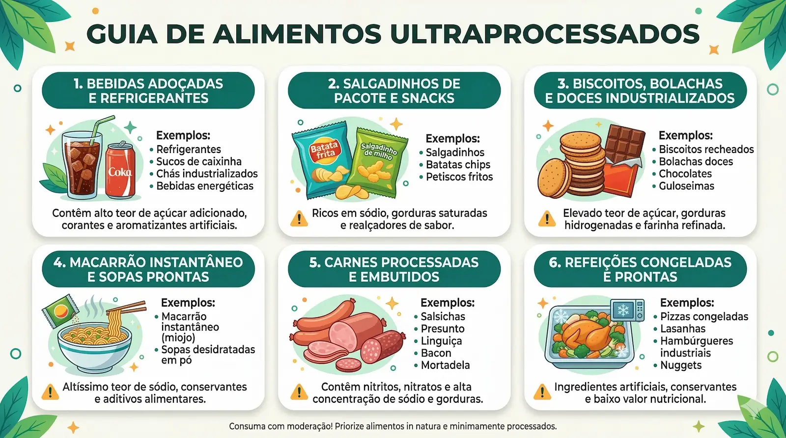 exemplos de alimentos ultraprocessados comuns no dia a dia