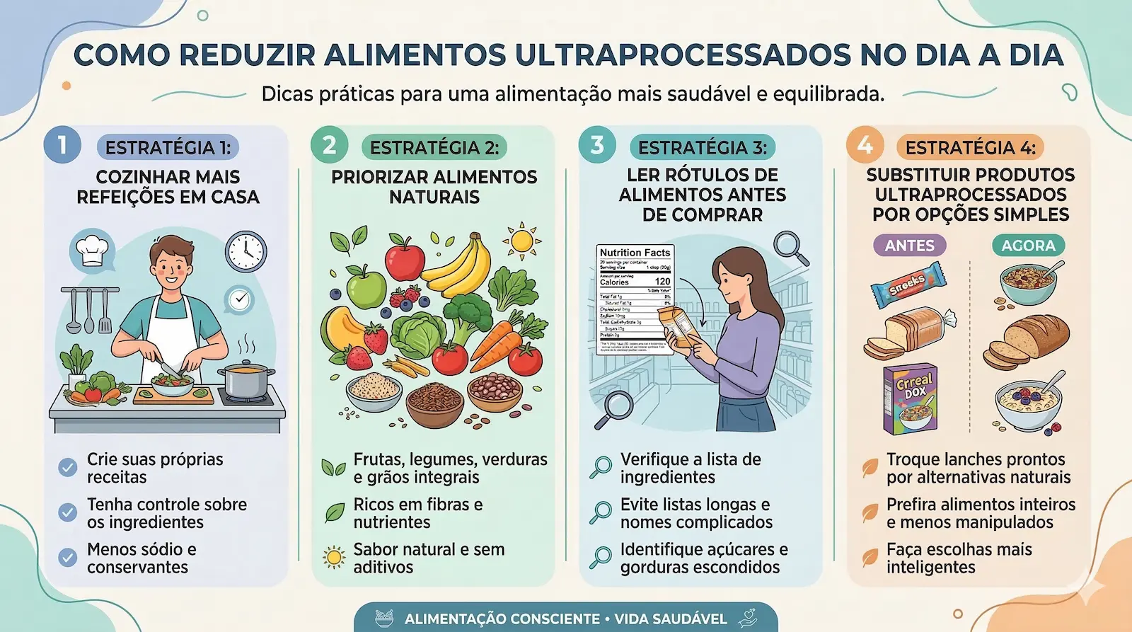 estratégias para reduzir alimentos ultraprocessados na alimentação do dia a dia
