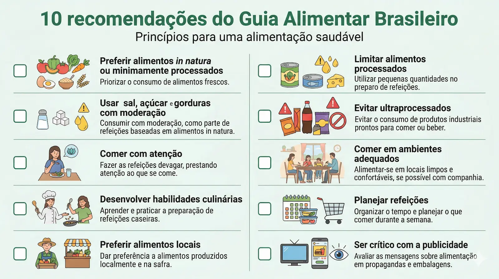10 recomendações guia alimentar brasileiro alimentação saudável prática
