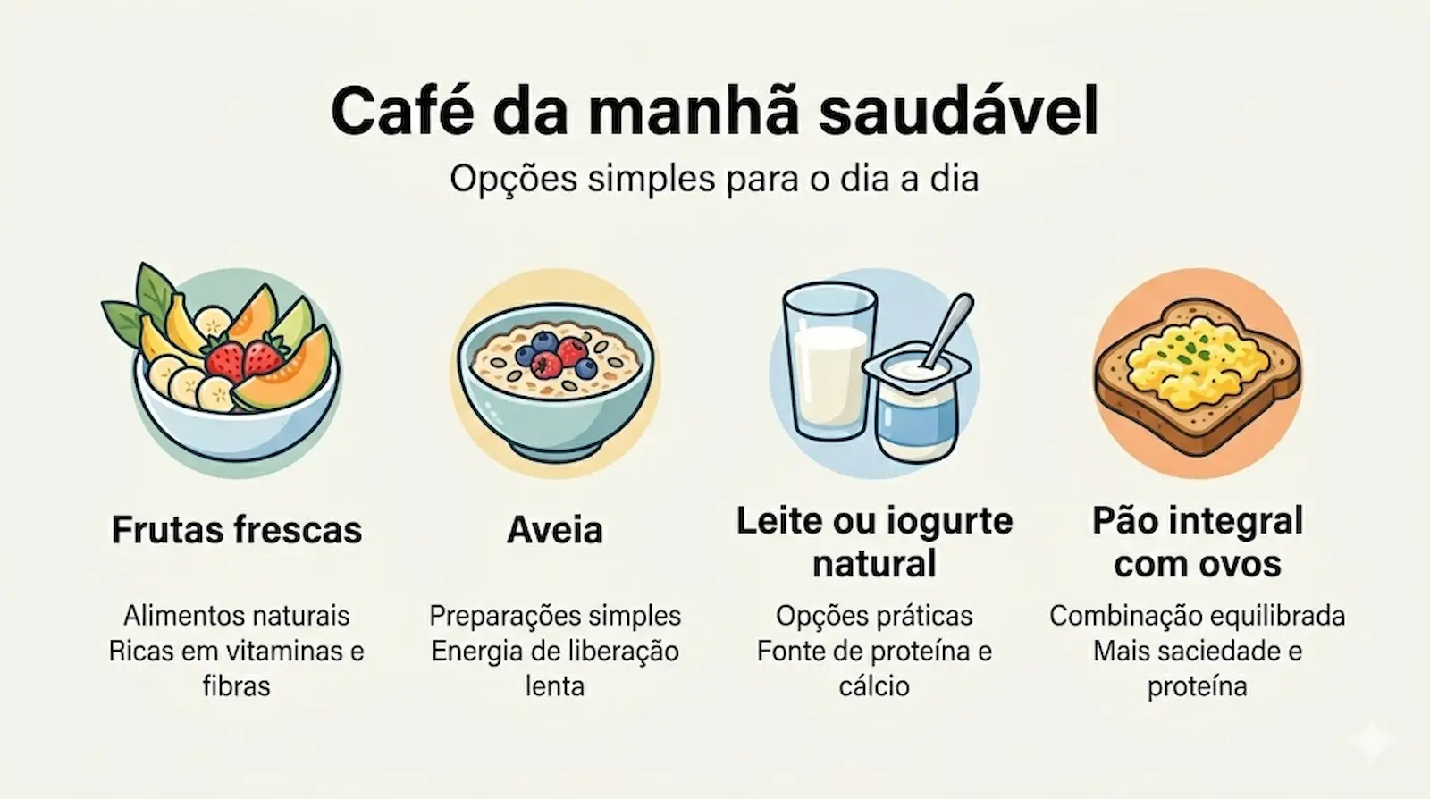 café da manhã saudável com frutas aveia leite e iogurte natural