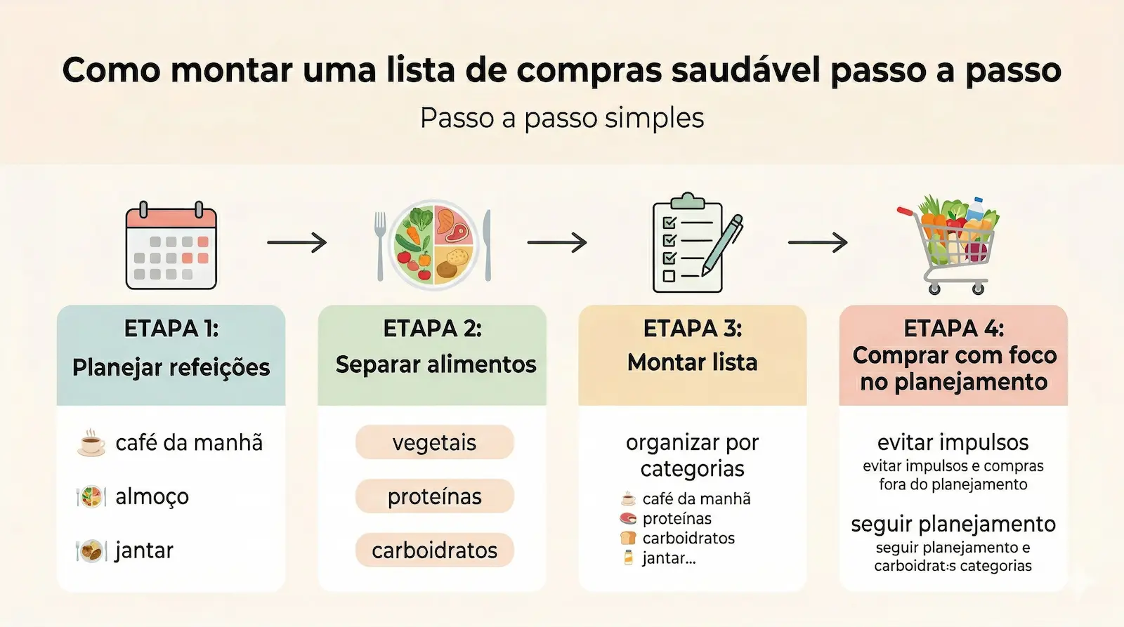 como montar uma lista de compras saudável passo a passo