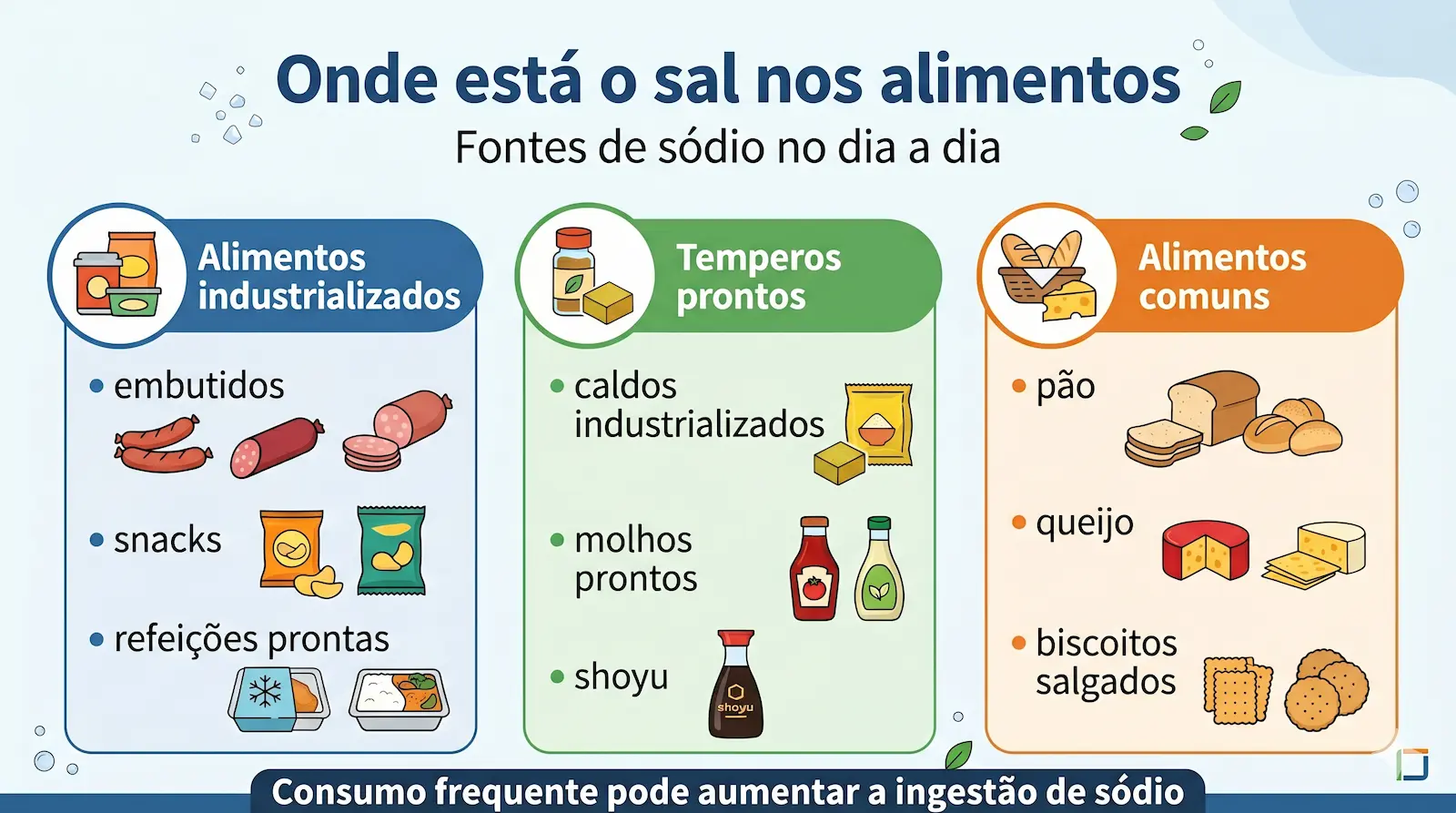fontes de sal na alimentação alimentos industrializados temperos prontos e alimentos comuns