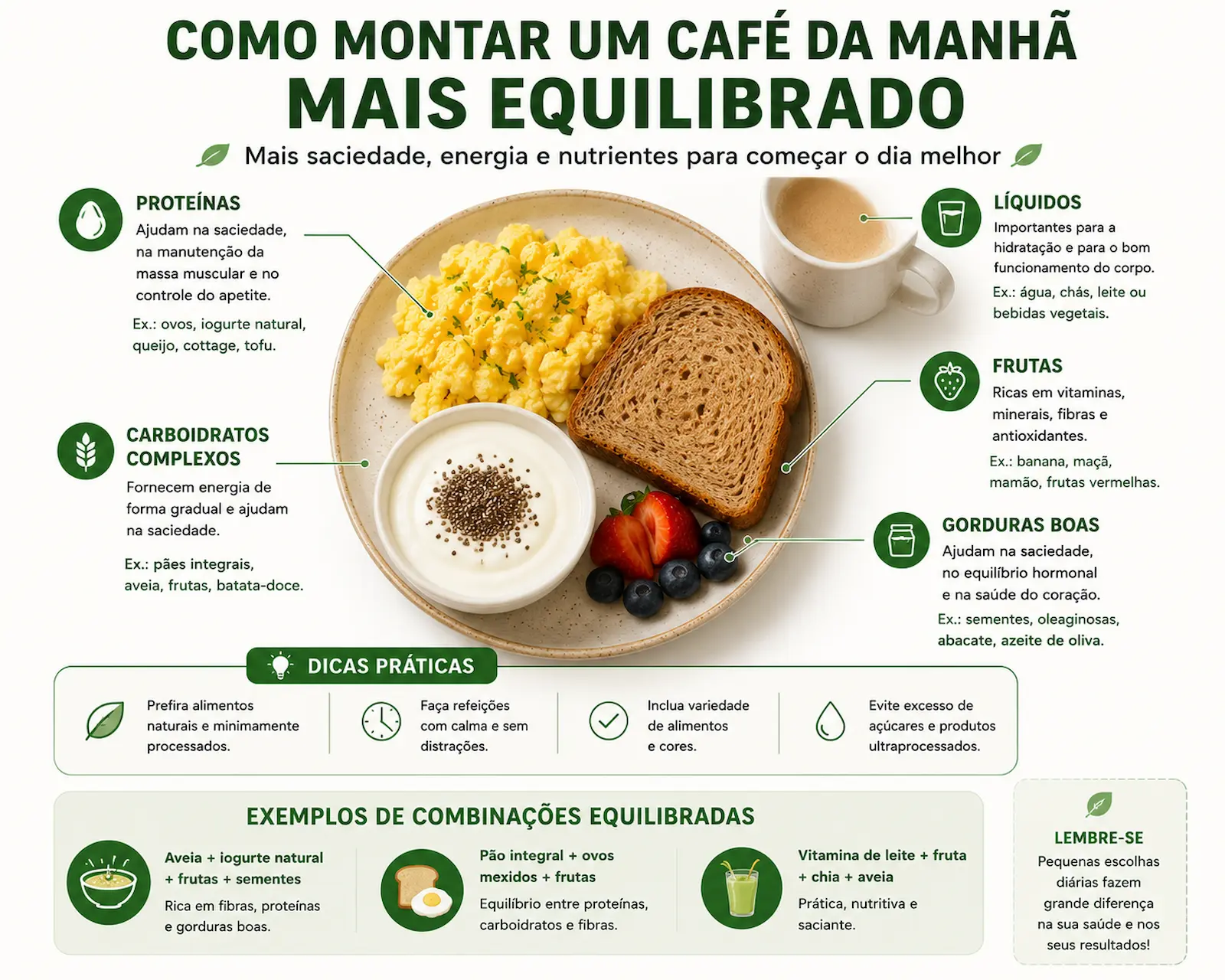 café da manhã equilibrado para emagrecer com frutas aveia ovos e iogurte natural