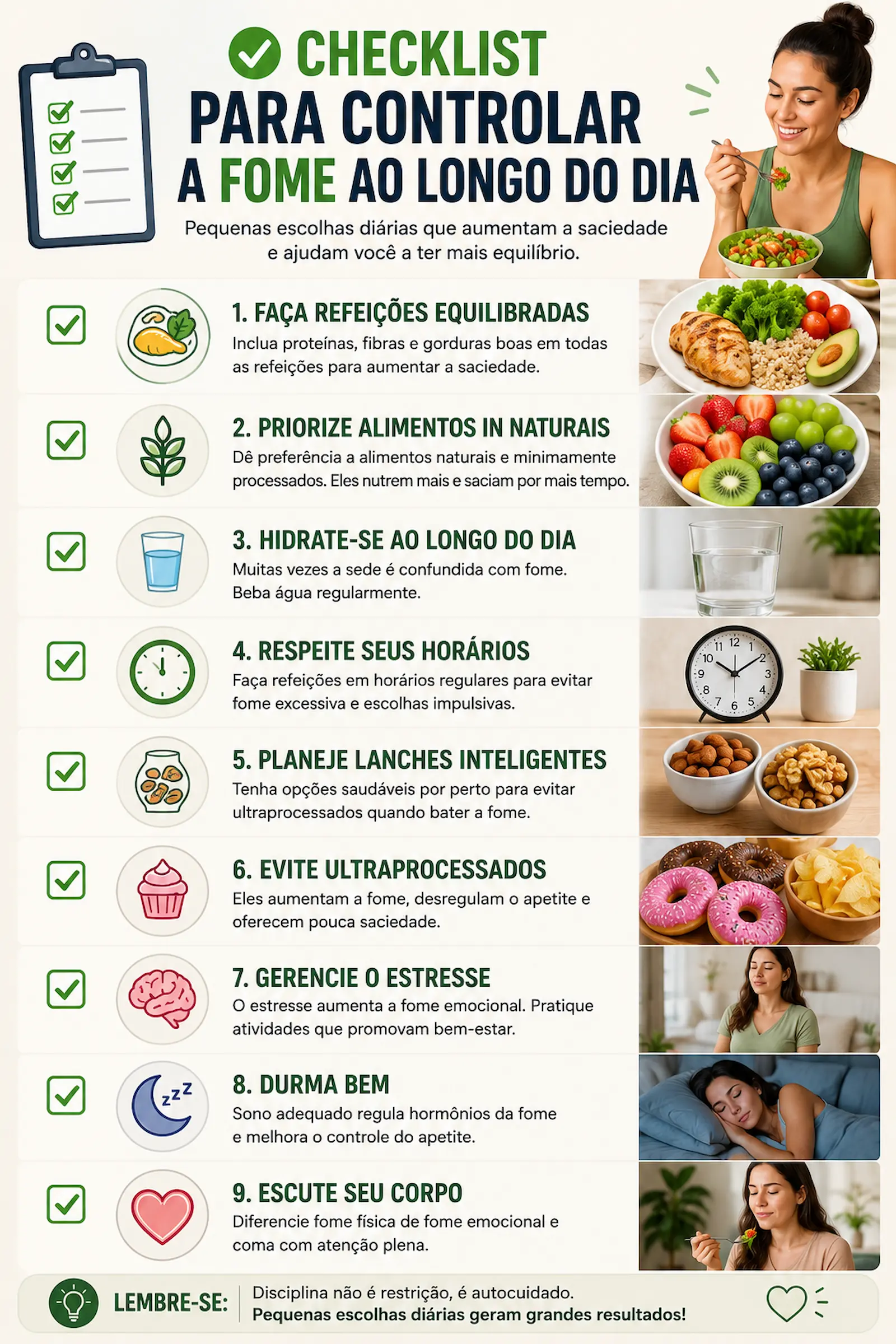 checklist para controlar a fome ao longo do dia