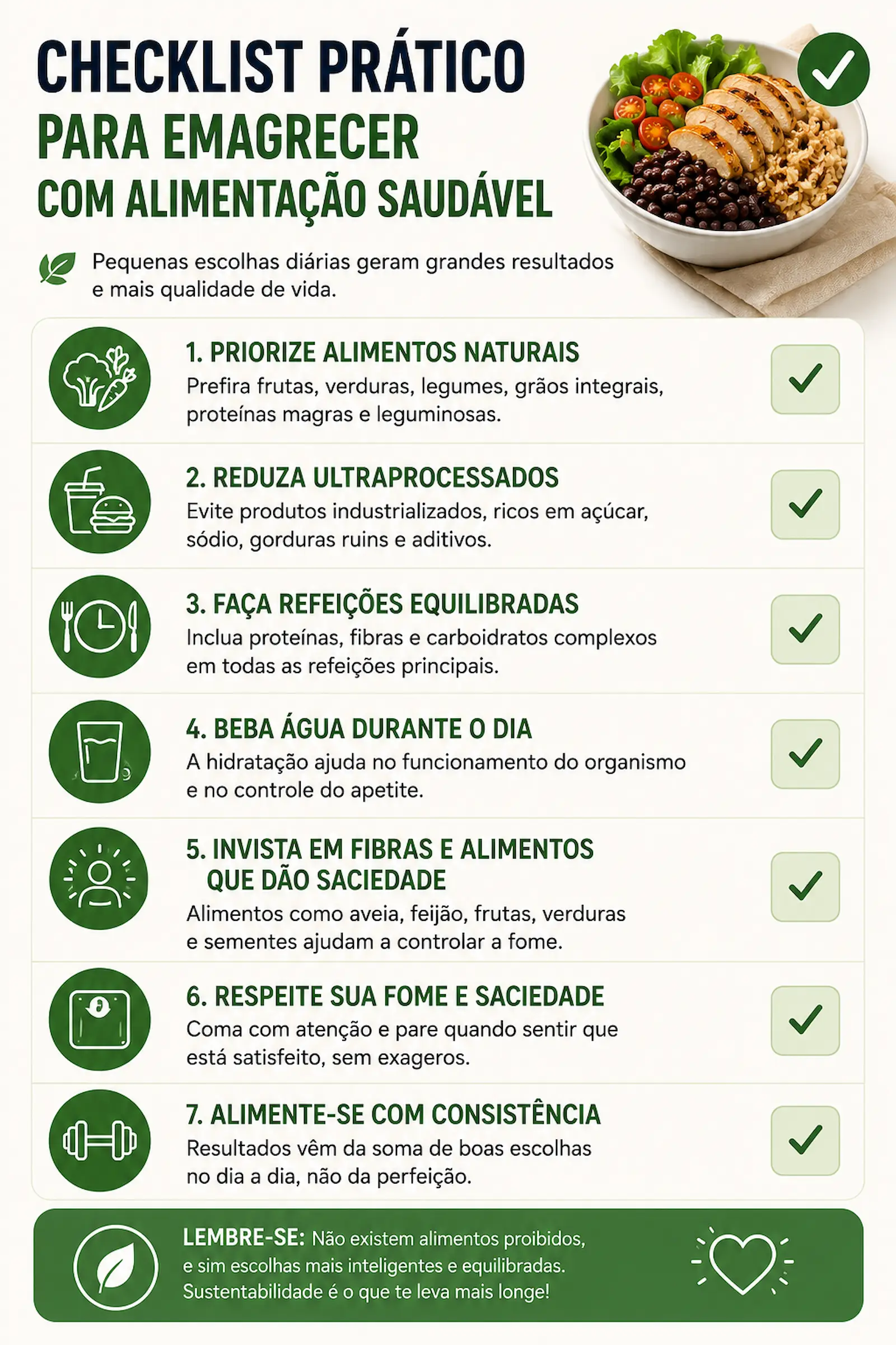 checklist prático para emagrecer com alimentação saudável