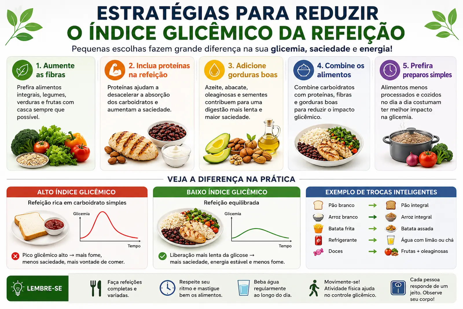 estratégias para reduzir índice glicêmico da refeição