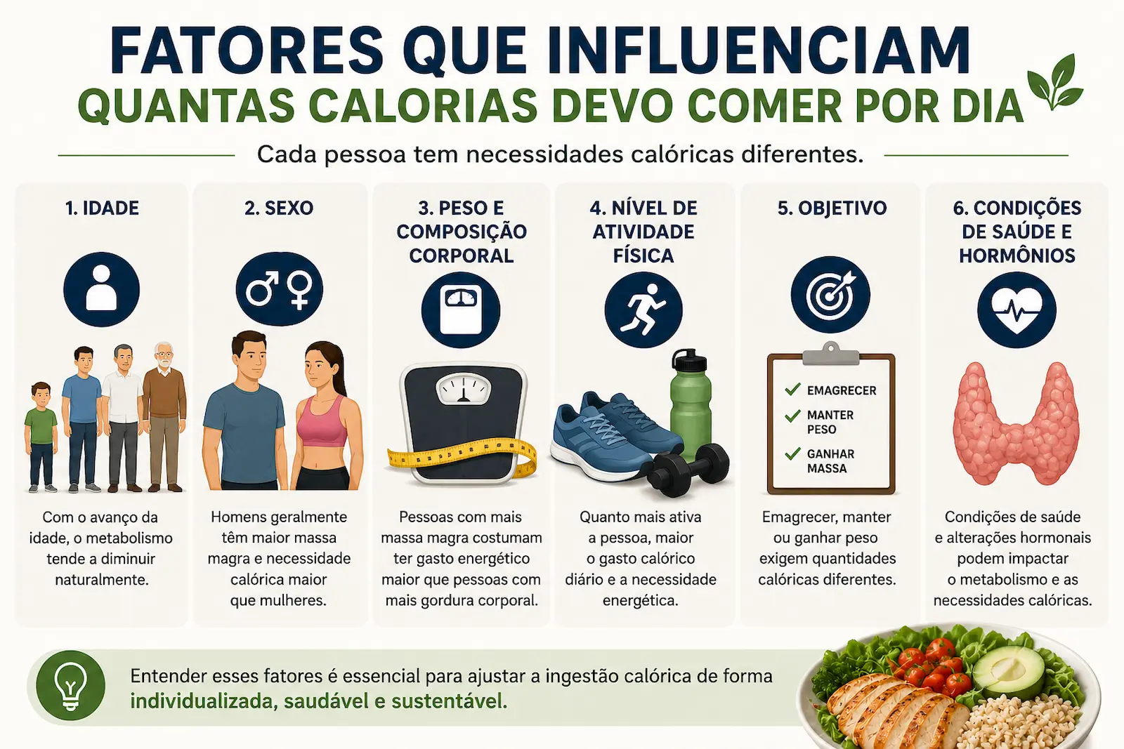 fatores que influenciam quantas calorias devo comer por dia