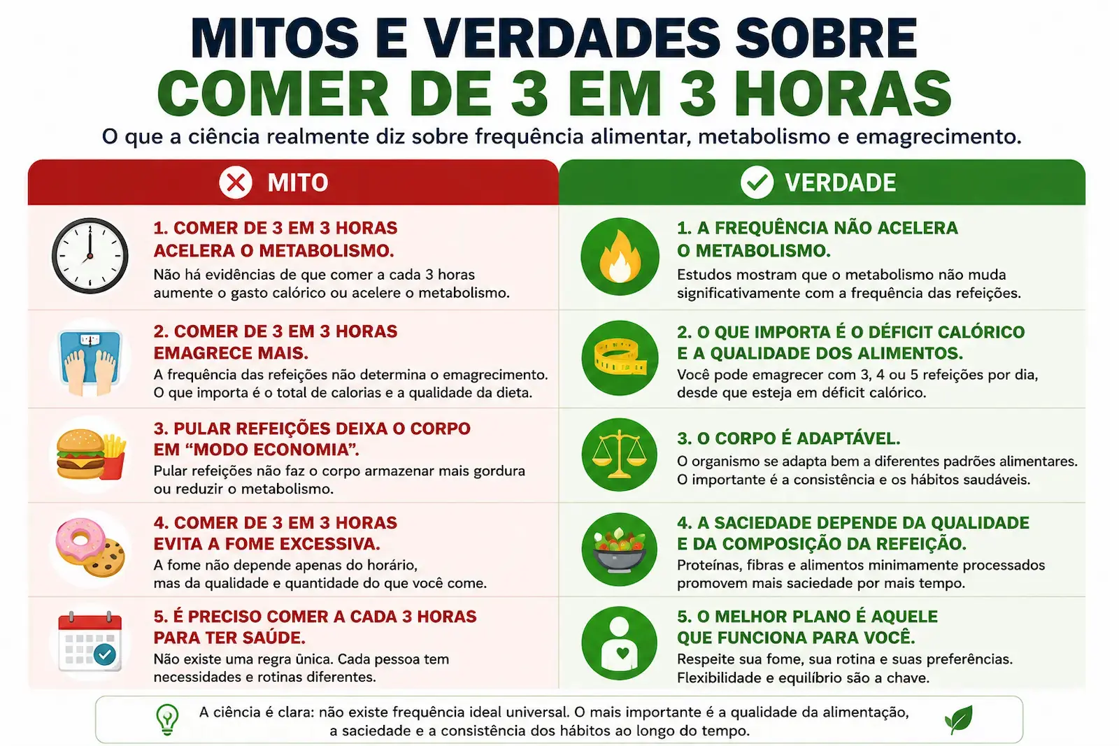 mitos e verdades sobre comer de 3 em 3 horas