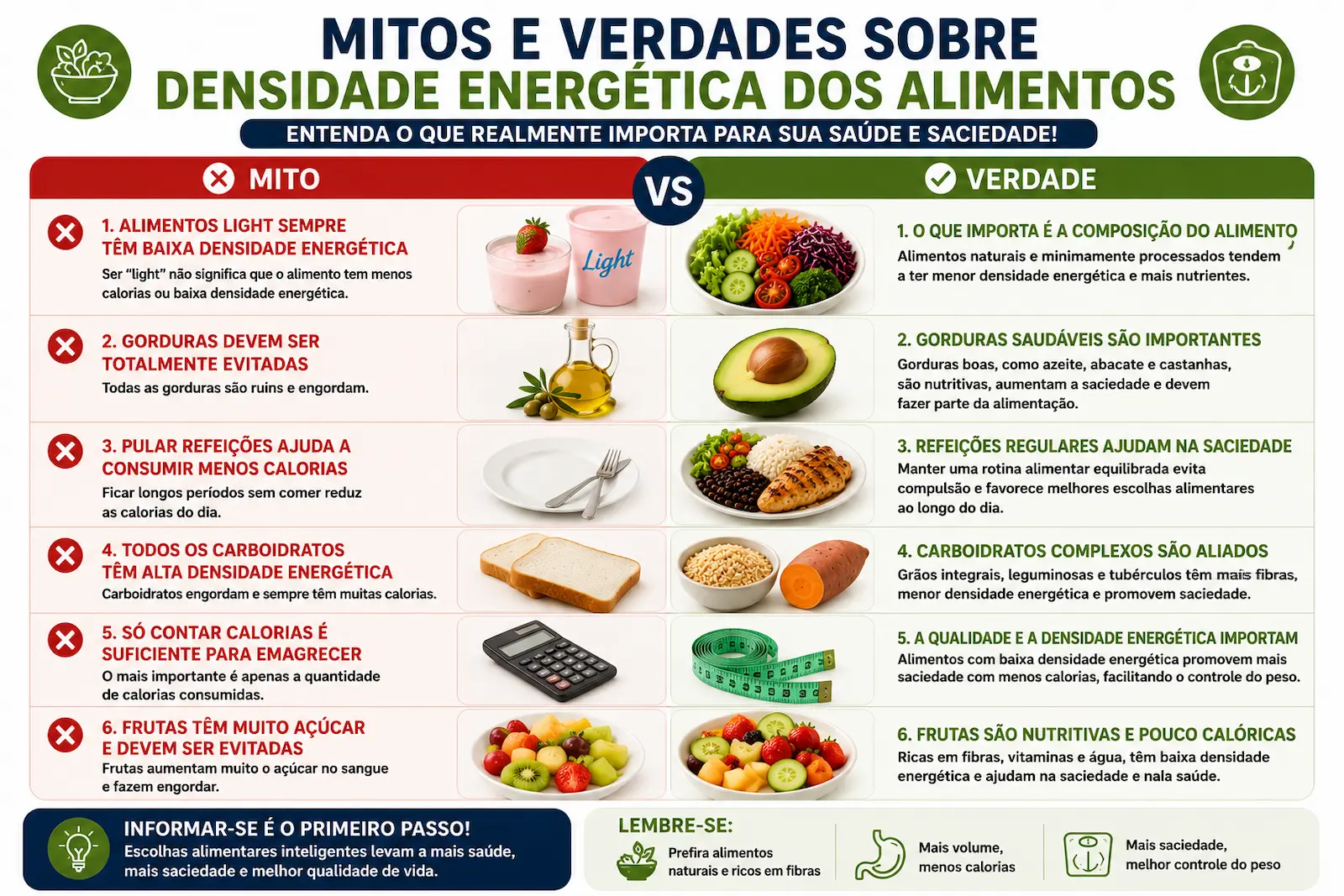 mitos e verdades sobre densidade energética dos alimentos