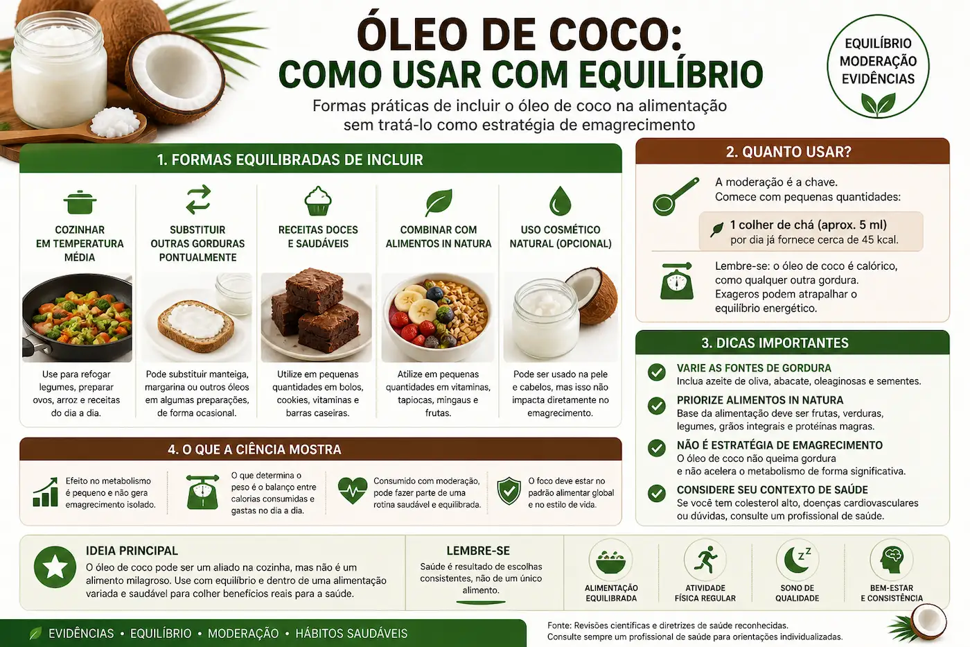 Como usar óleo de coco com equilíbrio na alimentação