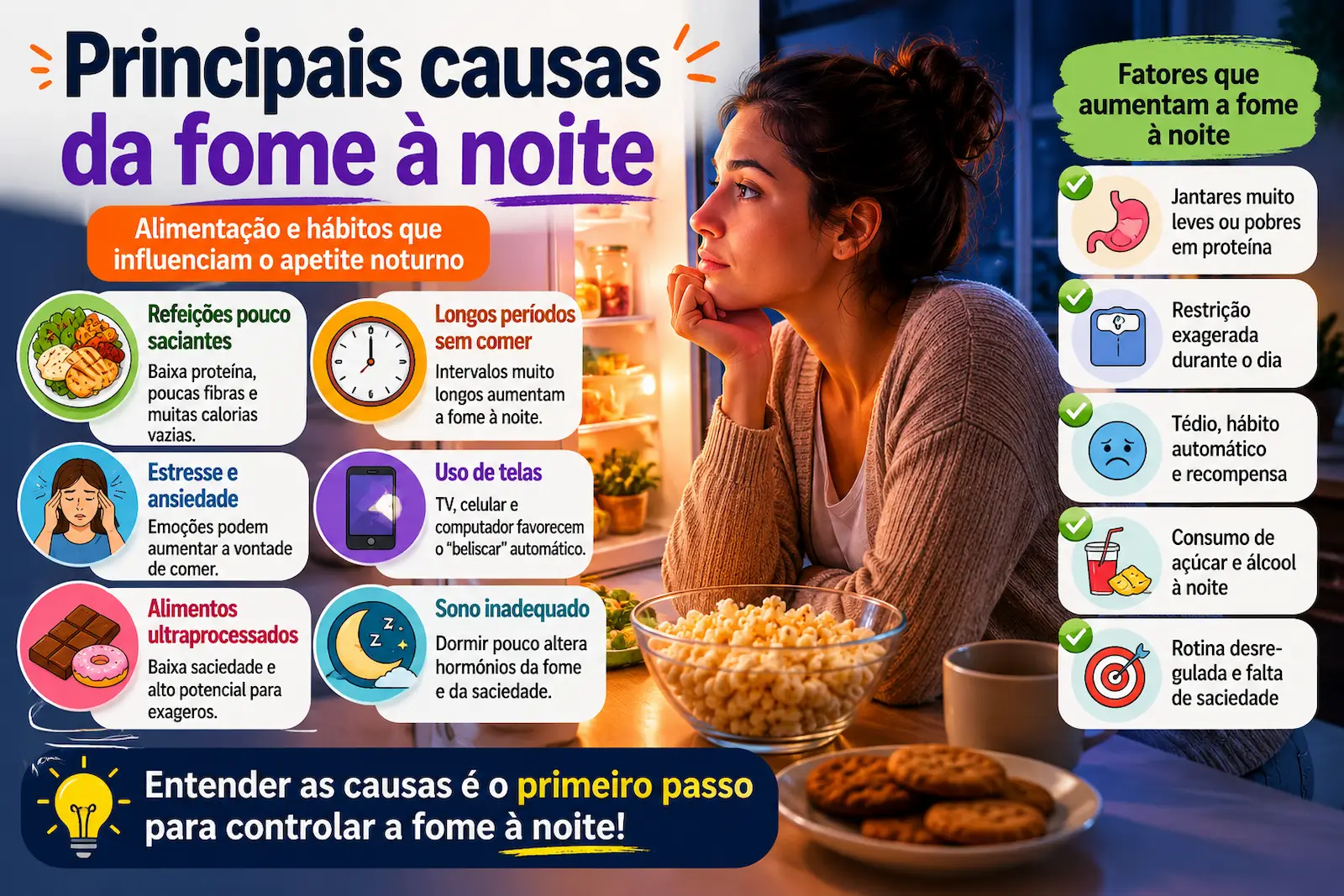 principais causas da fome à noite alimentação e hábitos