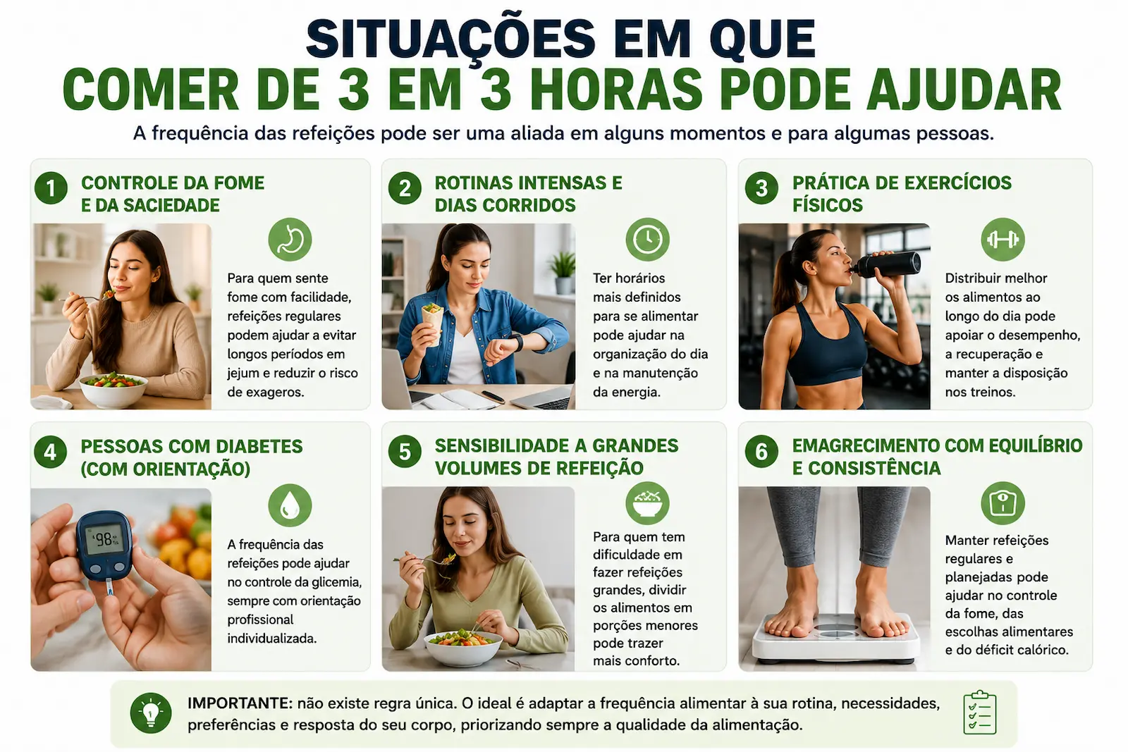 situações em que comer de 3 em 3 horas pode ajudar