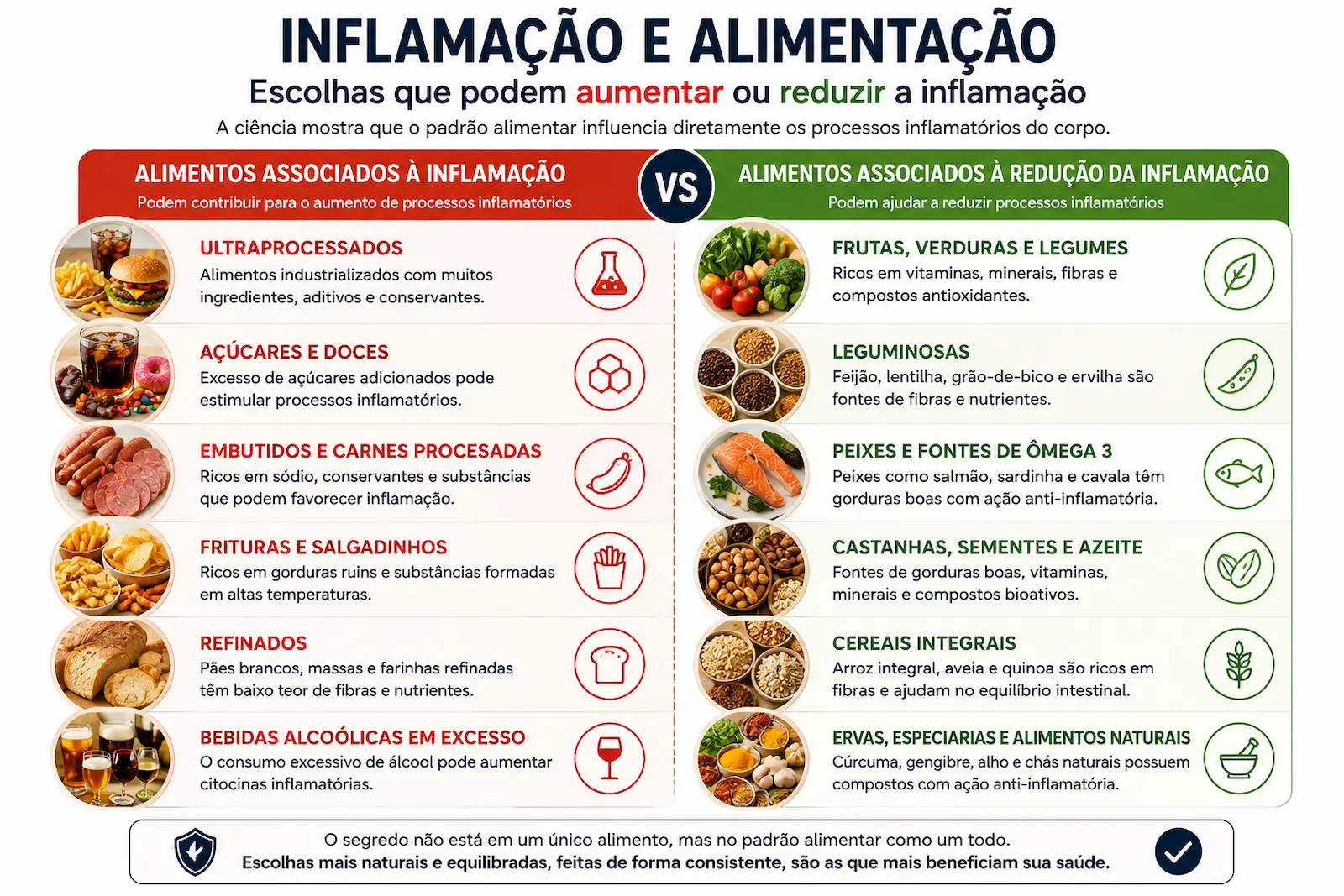 Principais alimentos associados a padrões alimentares inflamatórios