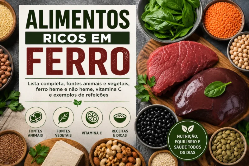 Alimentos ricos em ferro: principais fontes e como incluir na alimentação