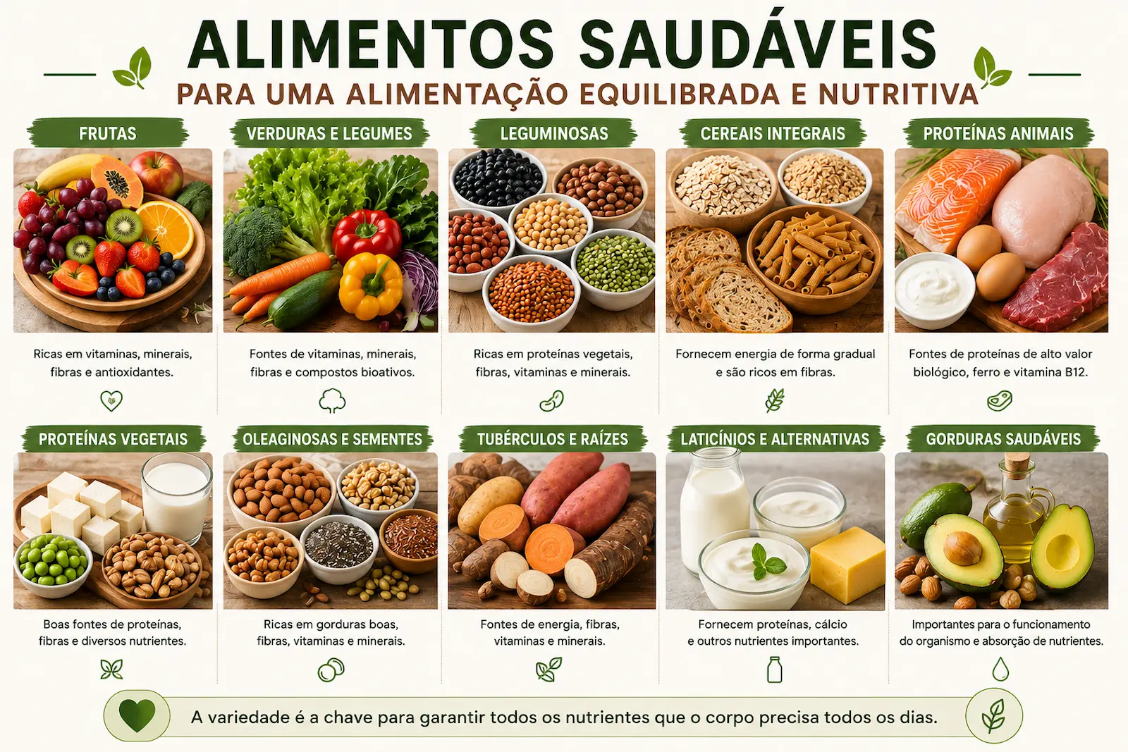 Alimentos saudáveis com elevada densidade nutricional