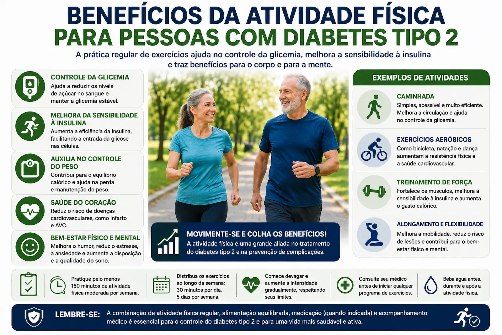 Benefícios da atividade física para pessoas com diabetes tipo 2 incluindo caminhada exercícios e melhora da sensibilidade à insulina