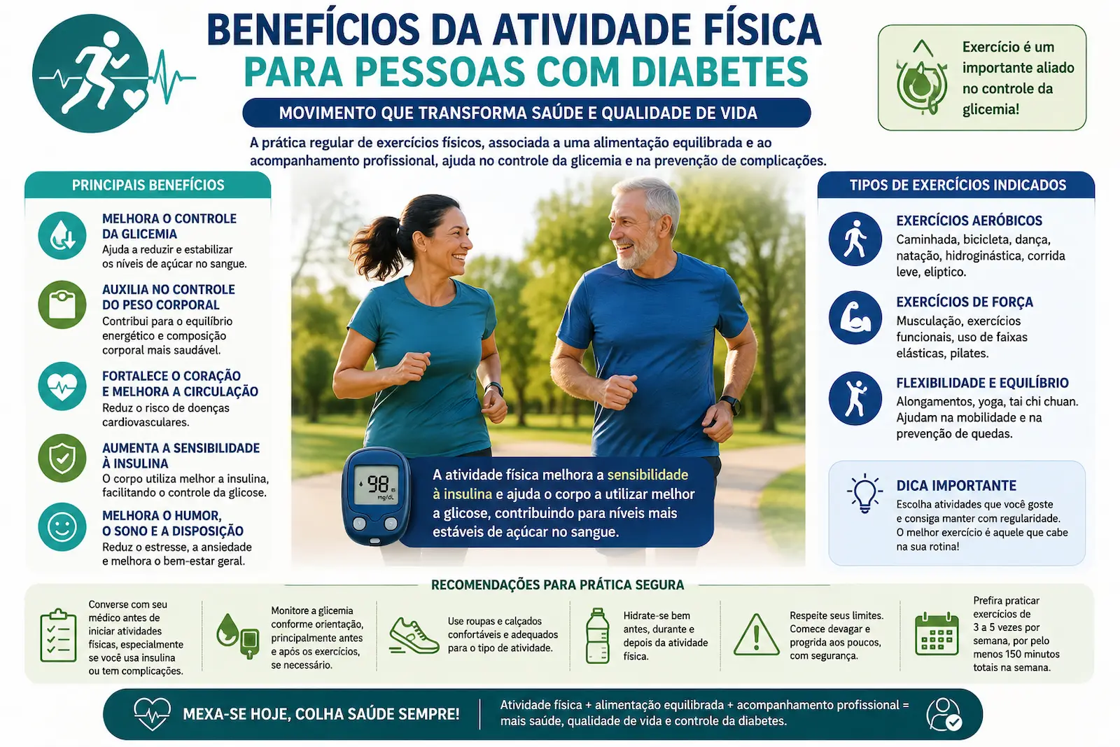 Benefícios da atividade física para pessoas com diabetes e controle da glicemia