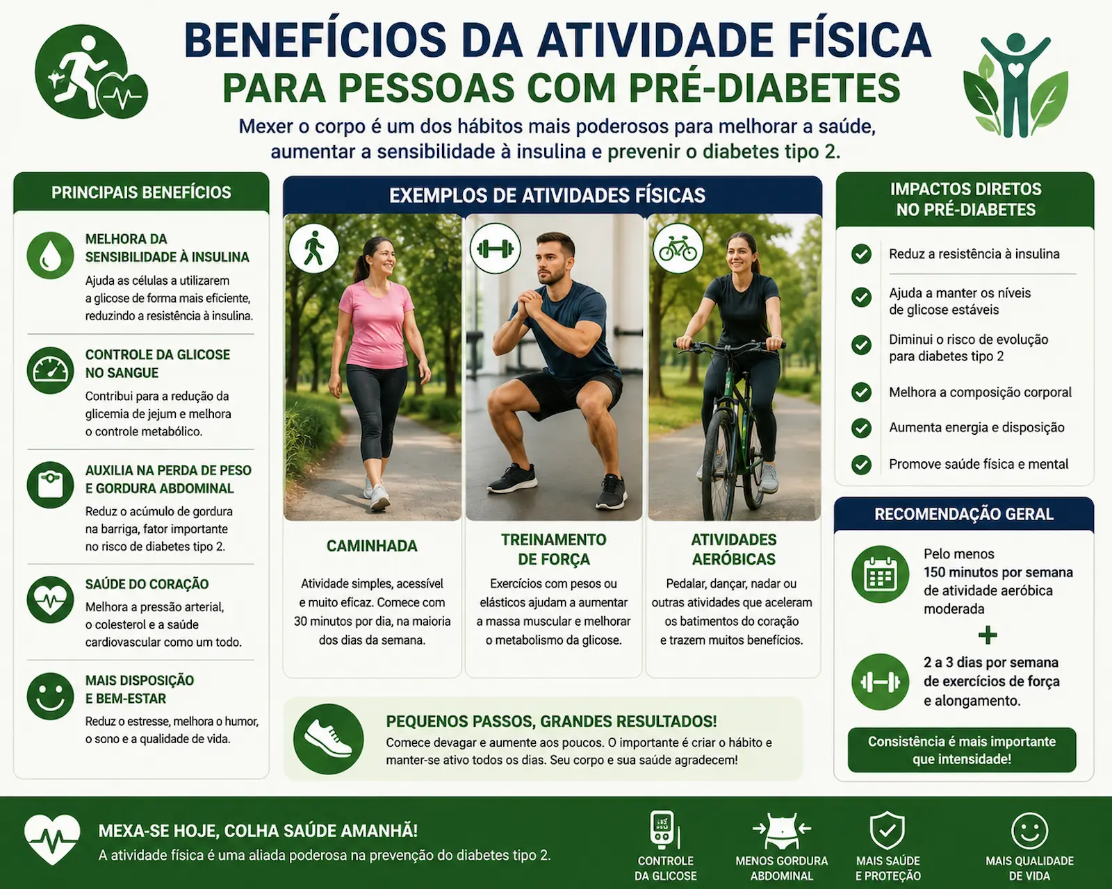 Benefícios da atividade física para pessoas com pré-diabetes incluindo caminhada exercícios e melhora da sensibilidade à insulina