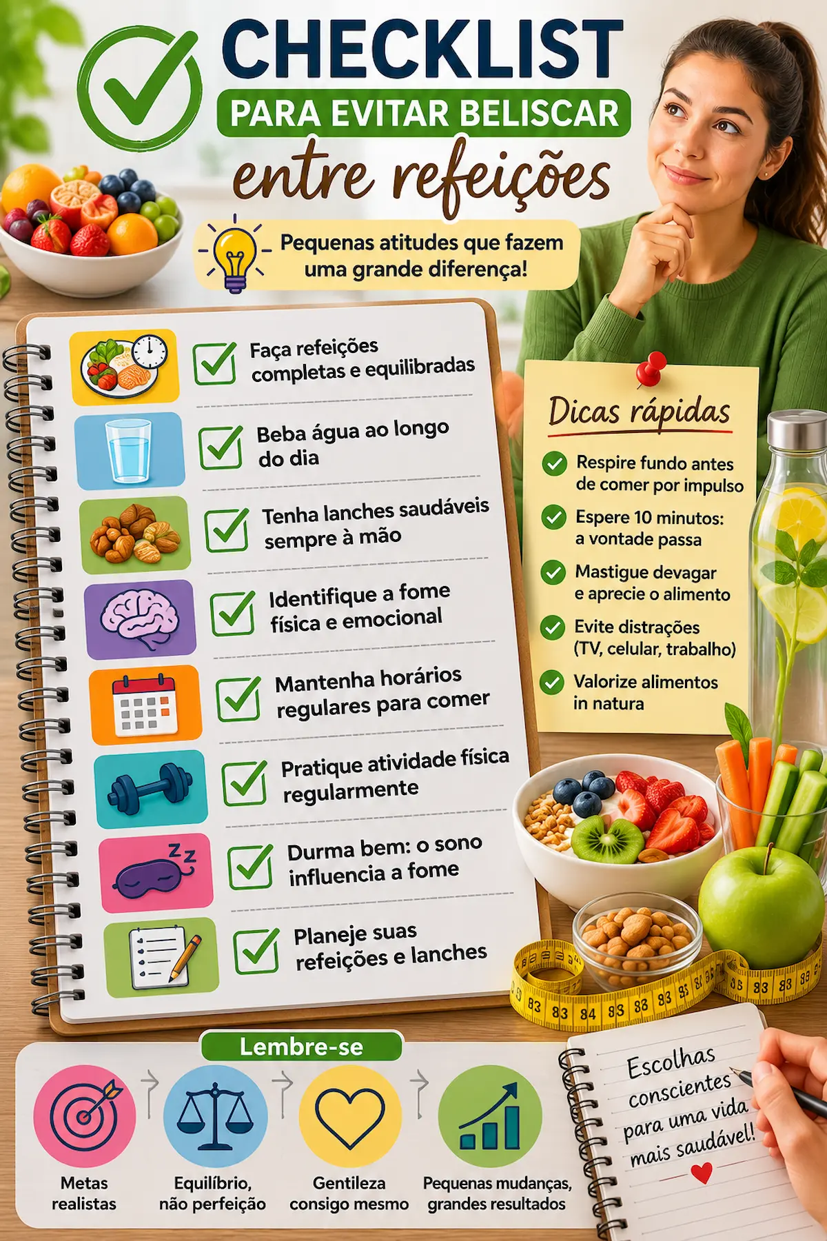 Checklist para evitar beliscar entre refeições