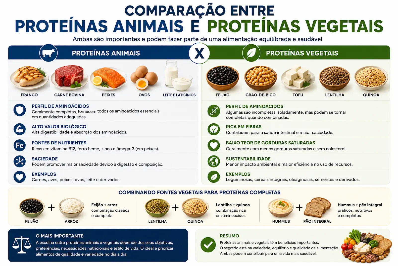 Comparação entre proteínas animais e proteínas vegetais