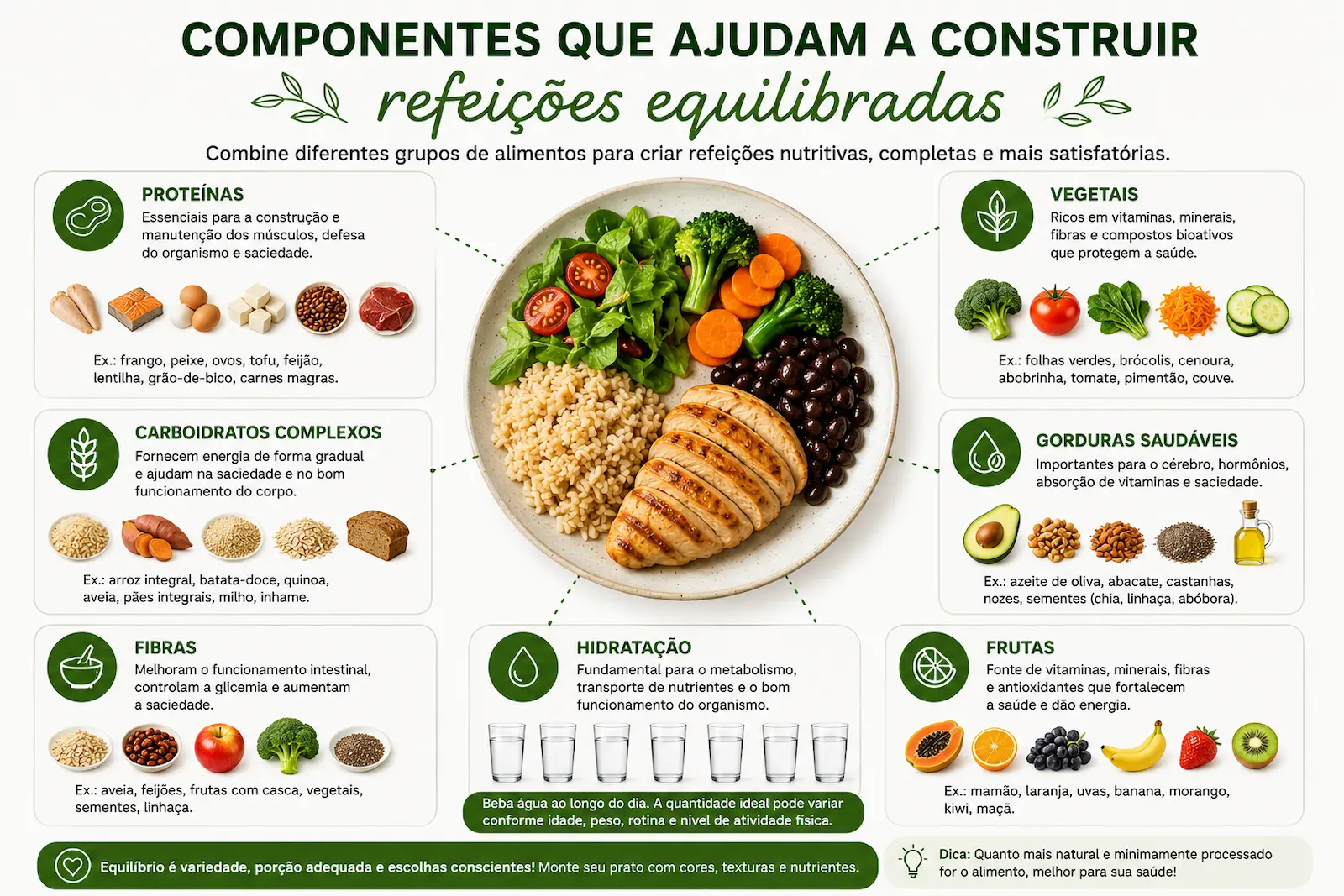 Componentes que ajudam a construir refeições equilibradas