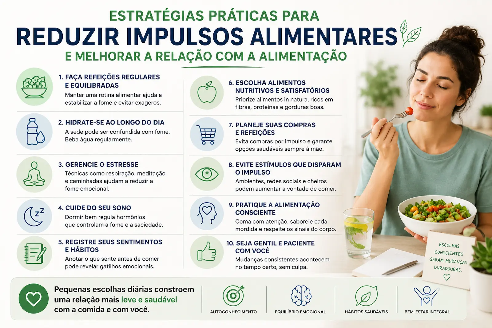 Estratégias práticas para reduzir impulsos alimentares e melhorar a relação com a alimentação
