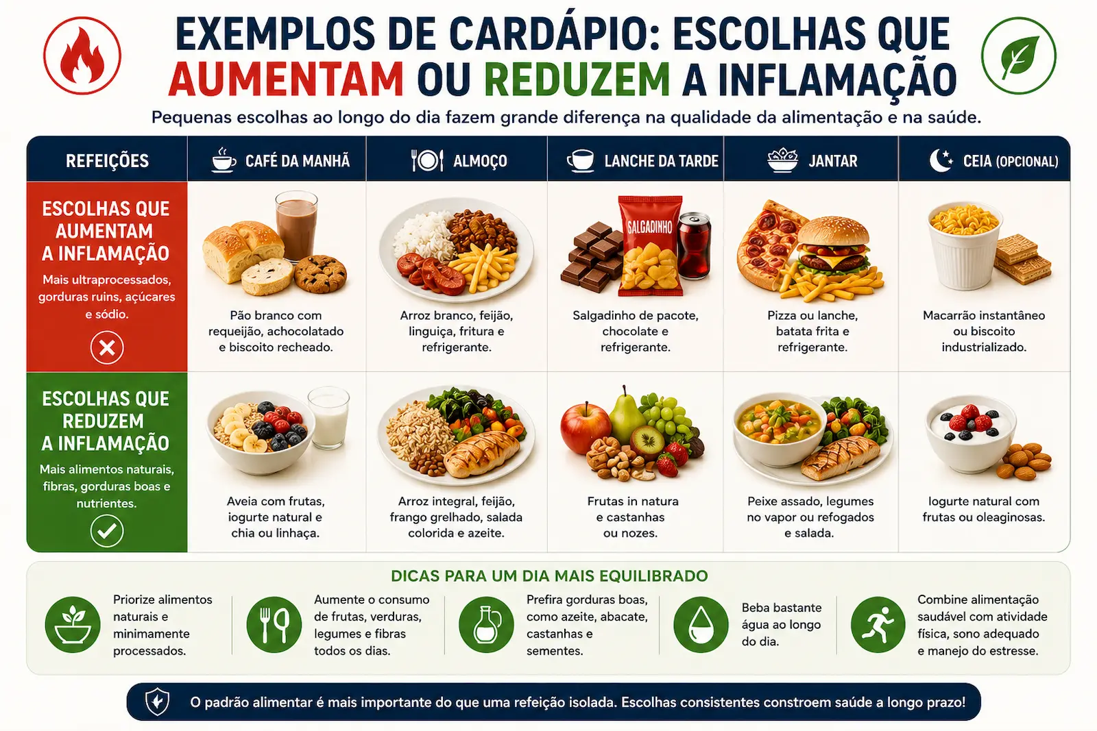 Checklist para reduzir alimentos inflamatórios na alimentação