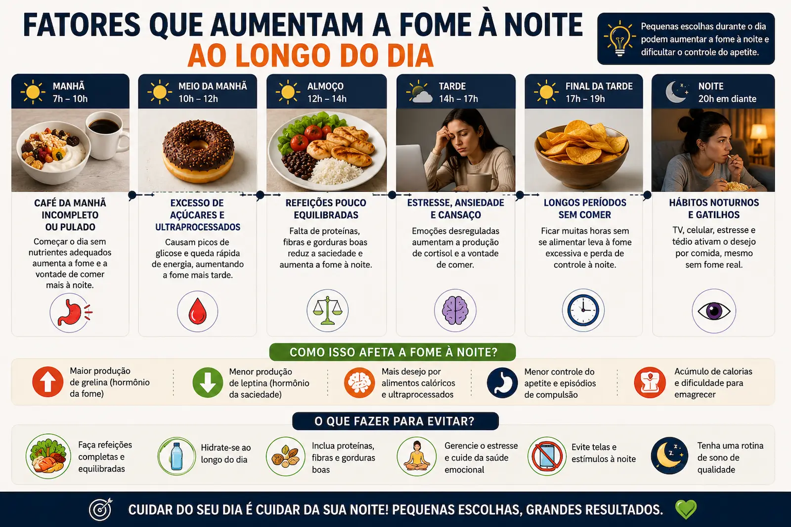 fatores que aumentam a fome à noite ao longo do dia