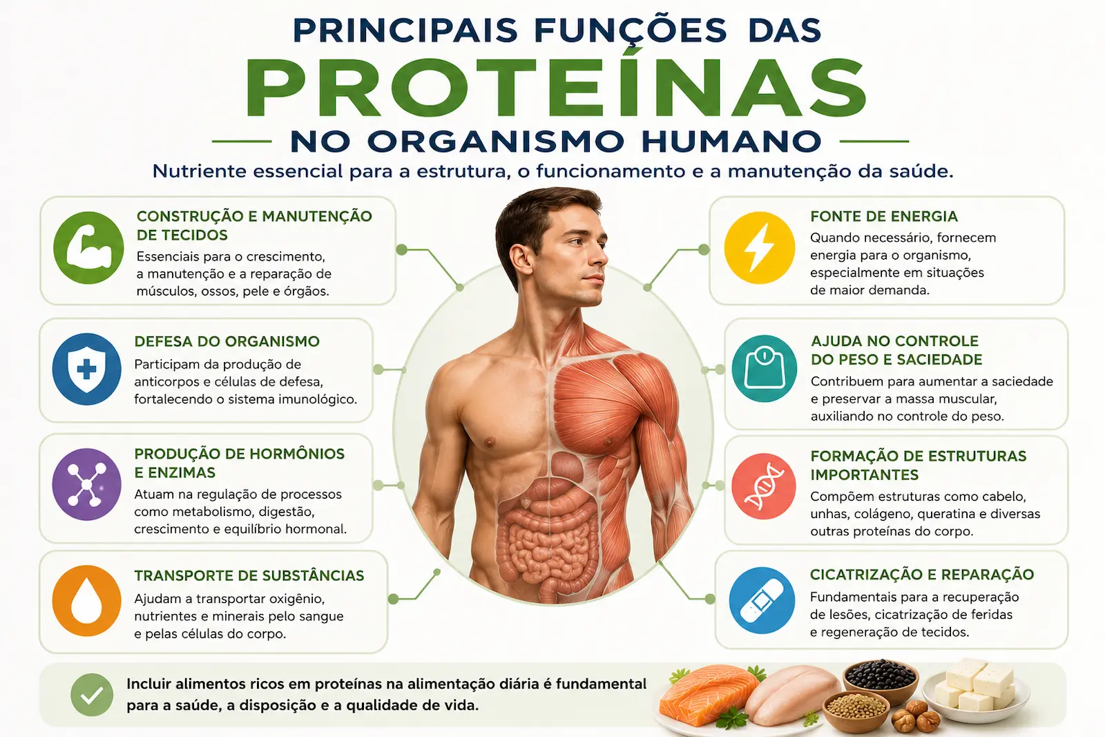Principais funções das proteínas no organismo humano