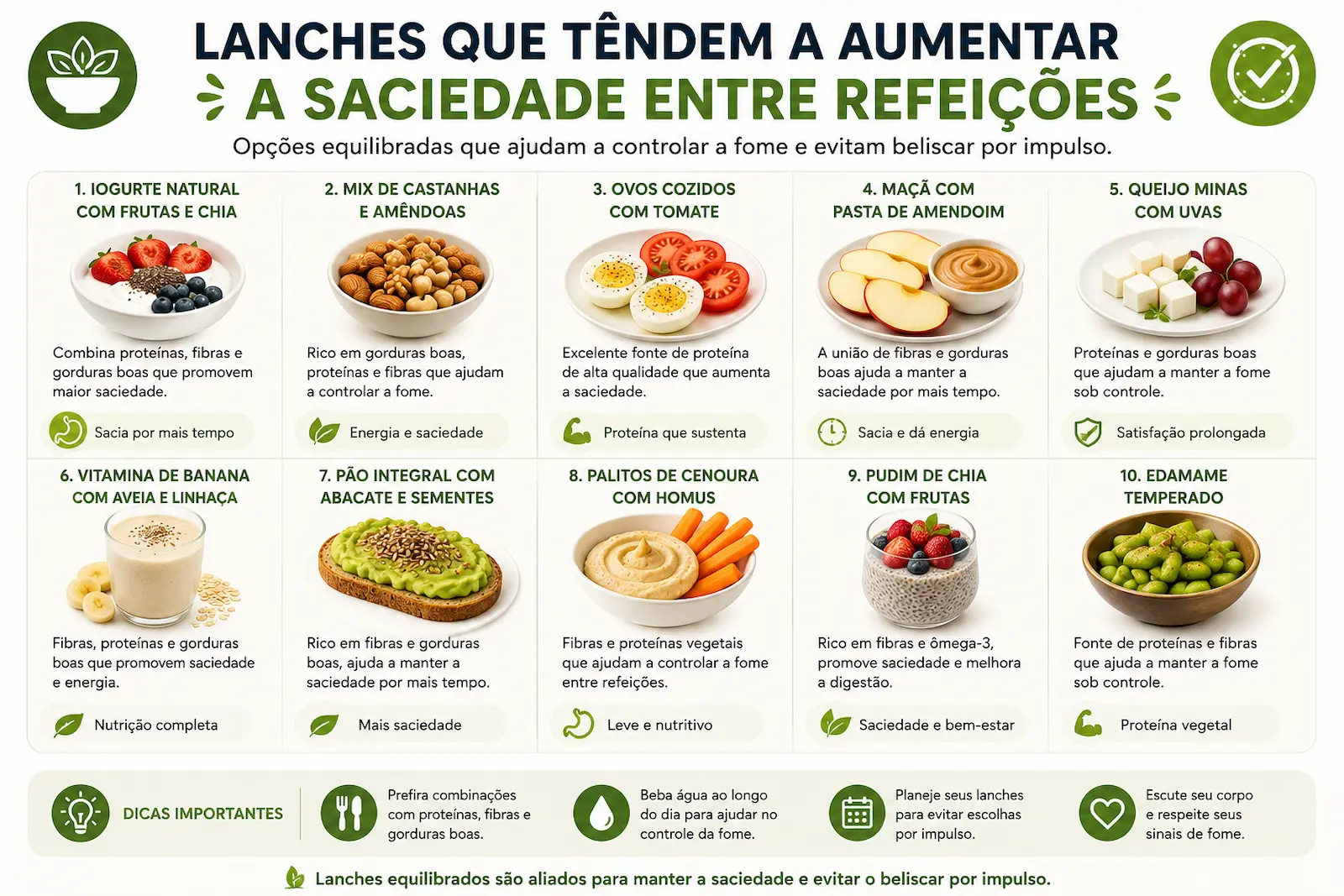 Lanches que tendem a aumentar a saciedade entre refeições