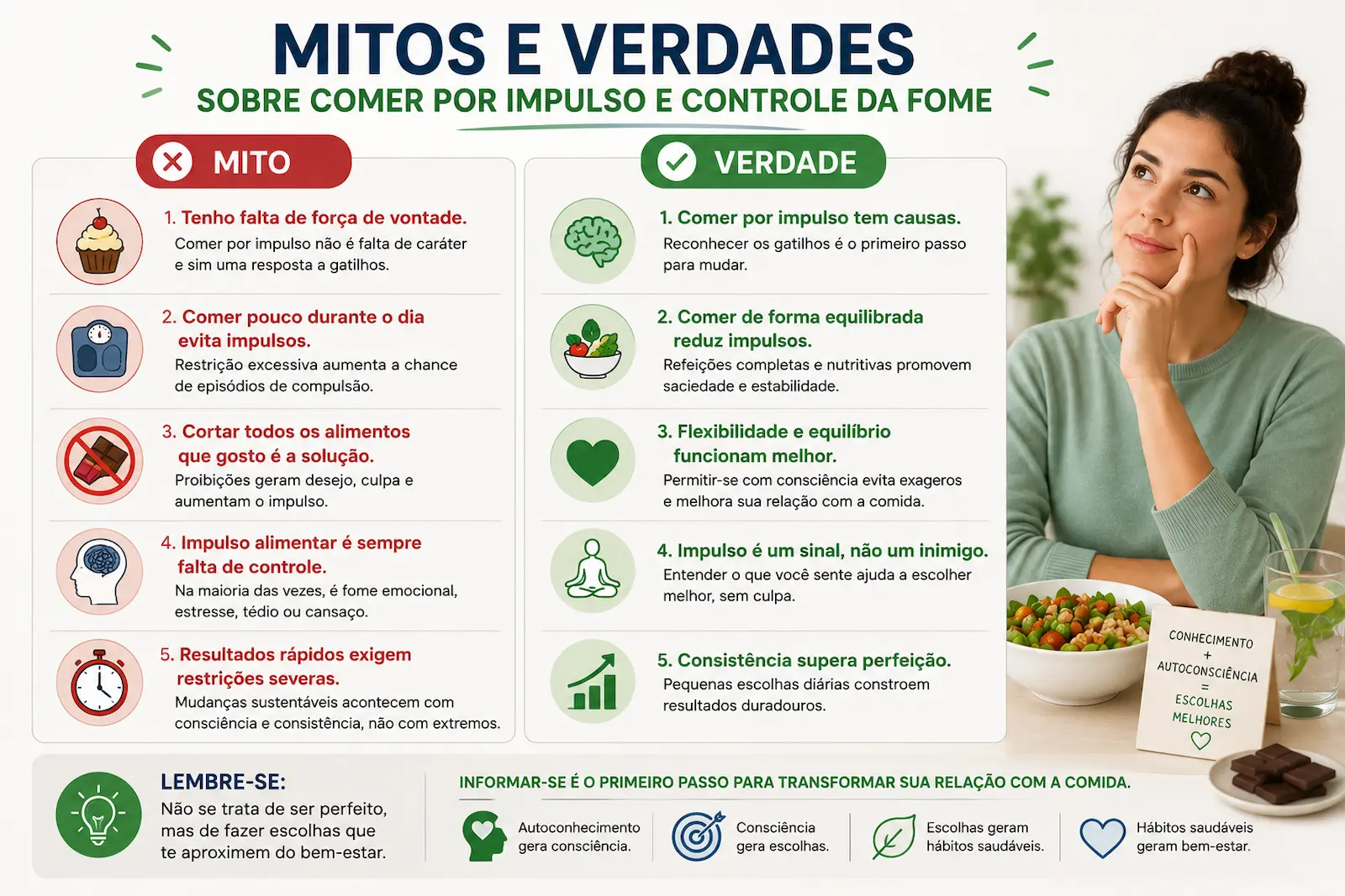 Mitos e verdades sobre comer por impulso e controle da fome
