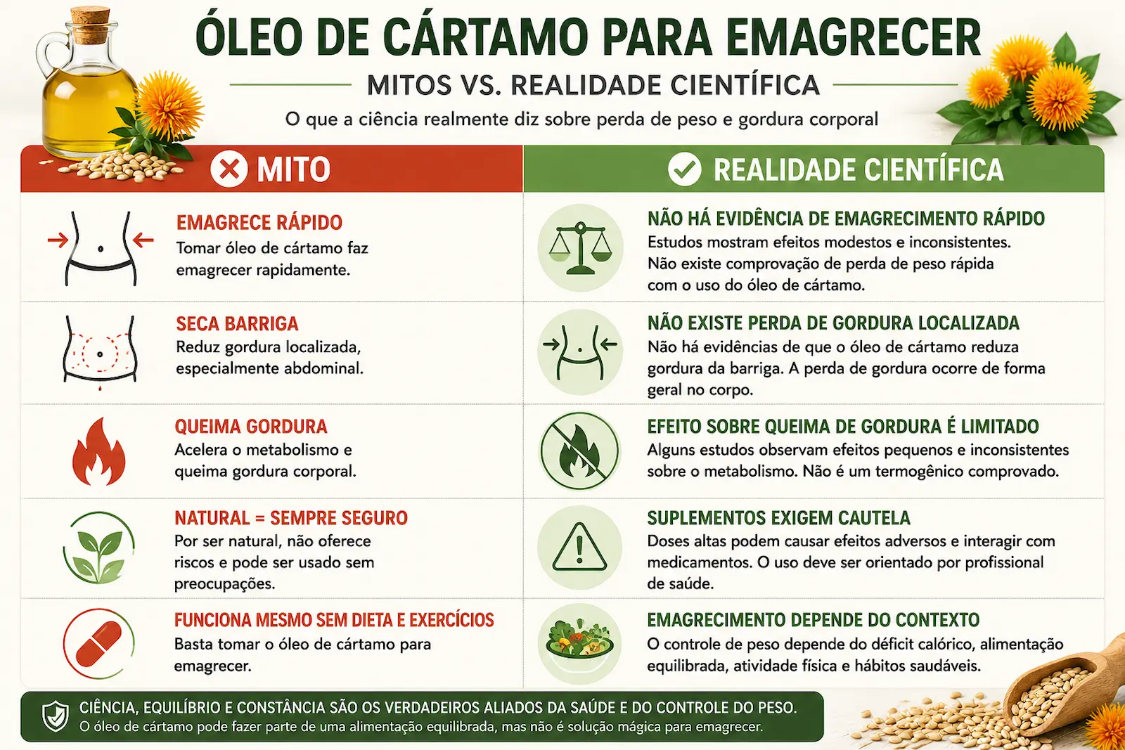 Óleo de cártamo emagrece mitos vs realidade científica sobre perda de peso e gordura corporal