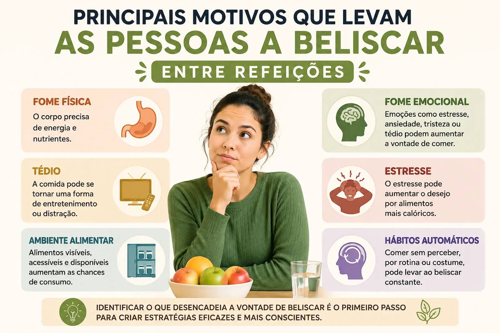 Principais motivos que levam as pessoas a beliscar entre refeições
