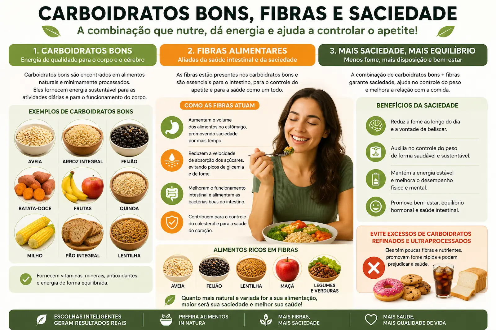 Relação entre carboidratos bons, fibras e saciedade