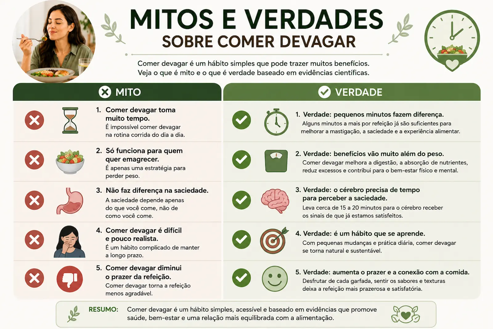 Mitos e verdades sobre comer devagar