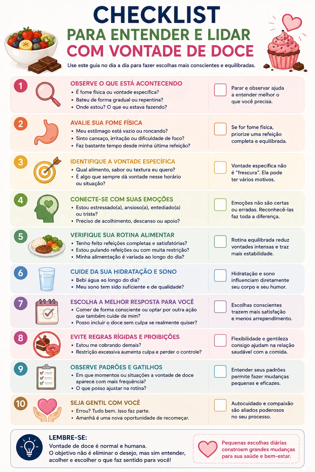 Checklist para entender e lidar com vontade de doce