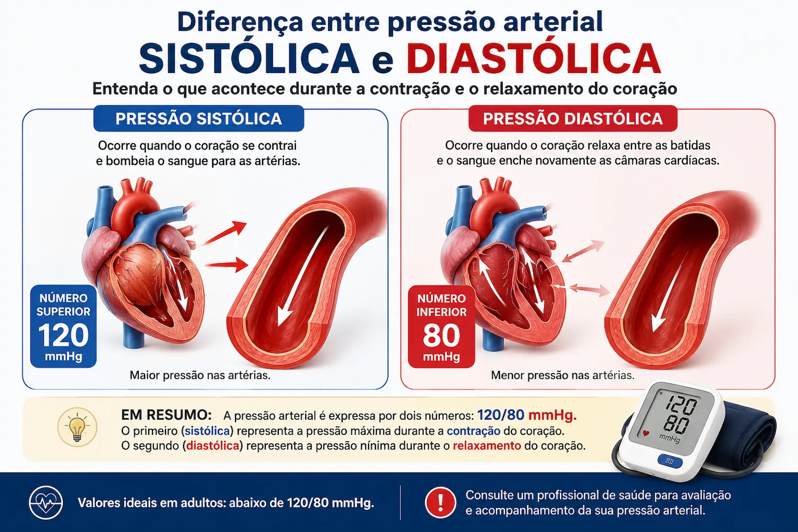 Diferença entre pressão arterial sistólica e diastólica durante a contração e o relaxamento do coração.
