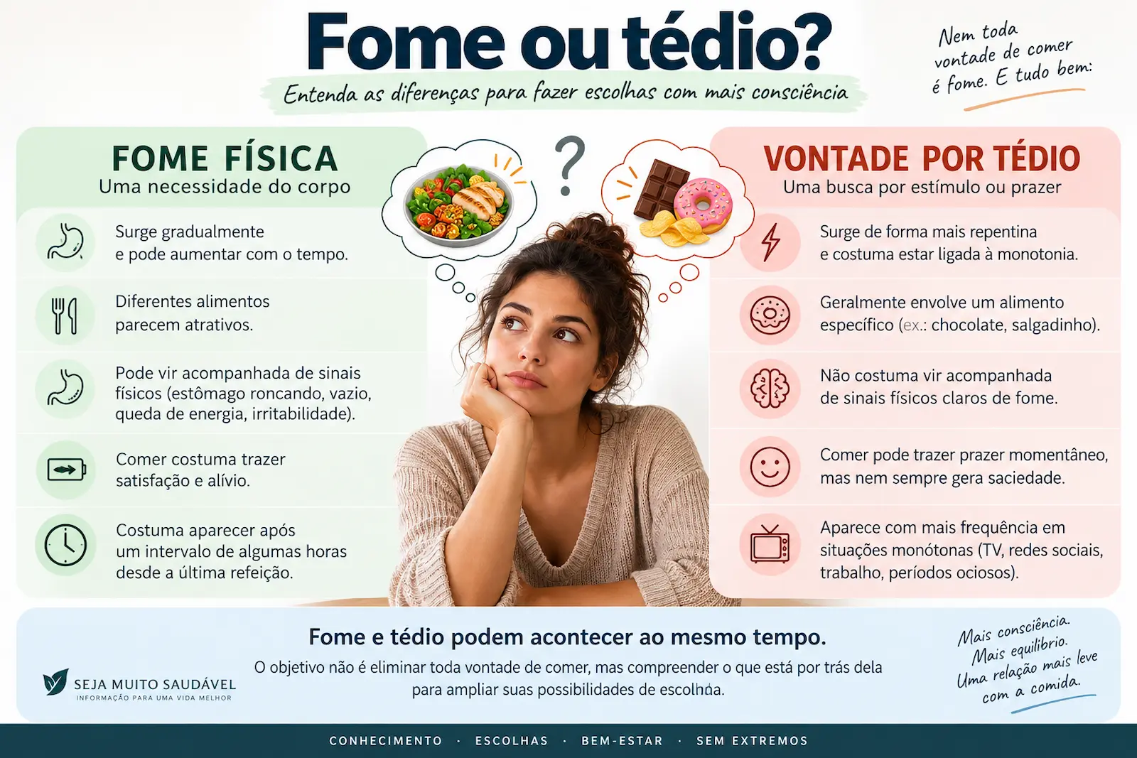 Diferença entre fome e vontade de comer por tédio