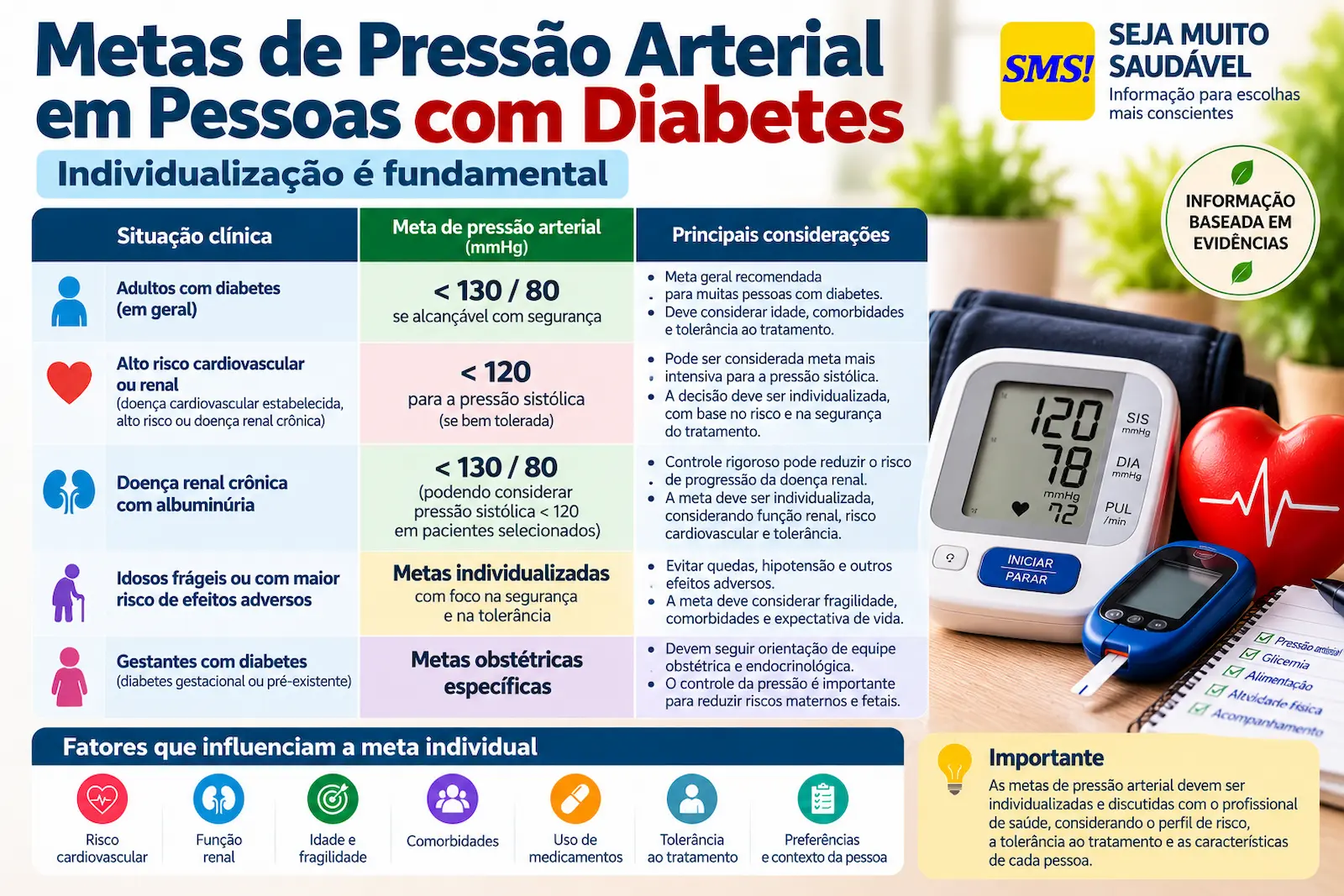 Metas de pressão arterial em pessoas com diabetes: individualização